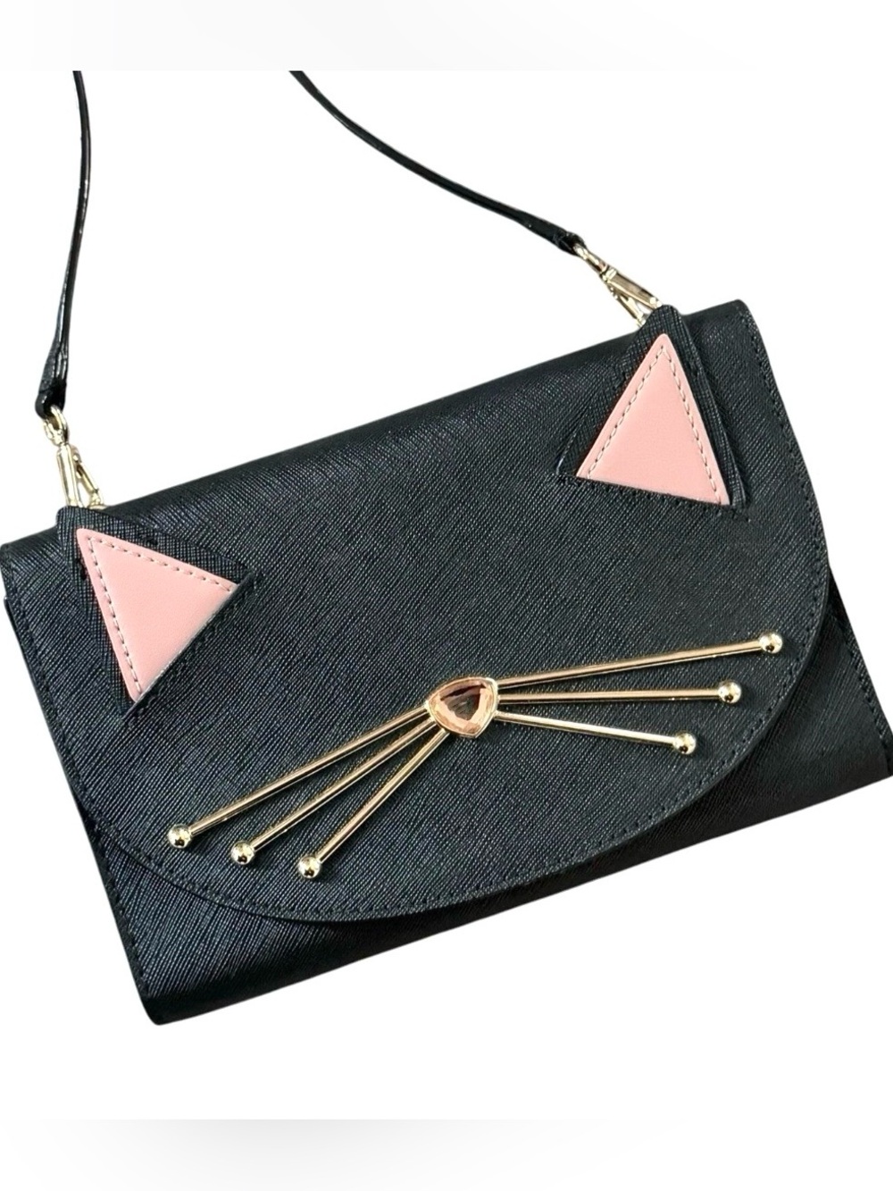 Kate Spade Jazz Things Up Winni black cat convertible clutch crossbody MSRP $229